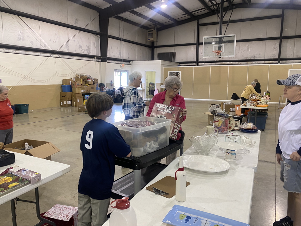 Cleaning up after the yard sale.